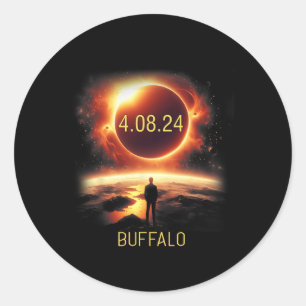 Buffalo New York Ny Total Eclipse Solar 2024 April Runder Aufkleber