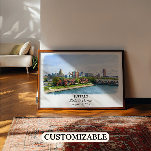 Buffalo New York Poster, Aquarell, Maßgeschneidert Poster