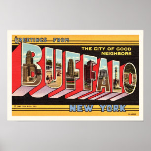 Buffalo New York Retro Begrüßungsdruck Poster