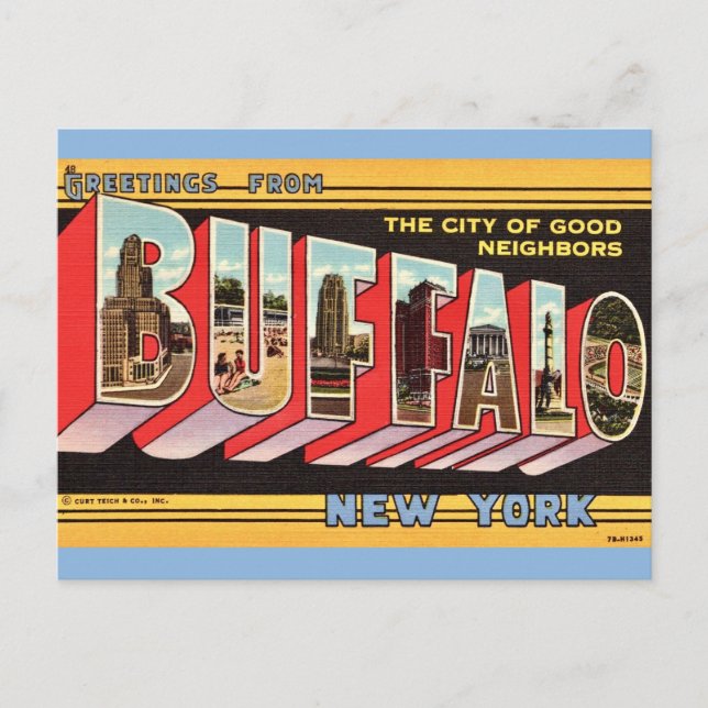 Buffalo New York Retro Postcard Postkarte (Vorderseite)