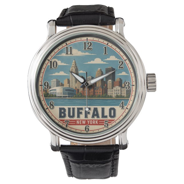 Buffalo New York Skyline Armbanduhr (Vorderseite)