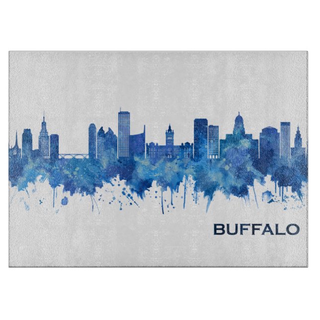 Buffalo New York Skyline Blue Schneidebrett (Vorderseite)