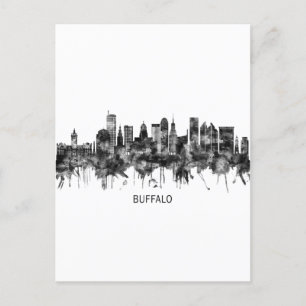 Buffalo New York Skyline BW Einladungspostkarte