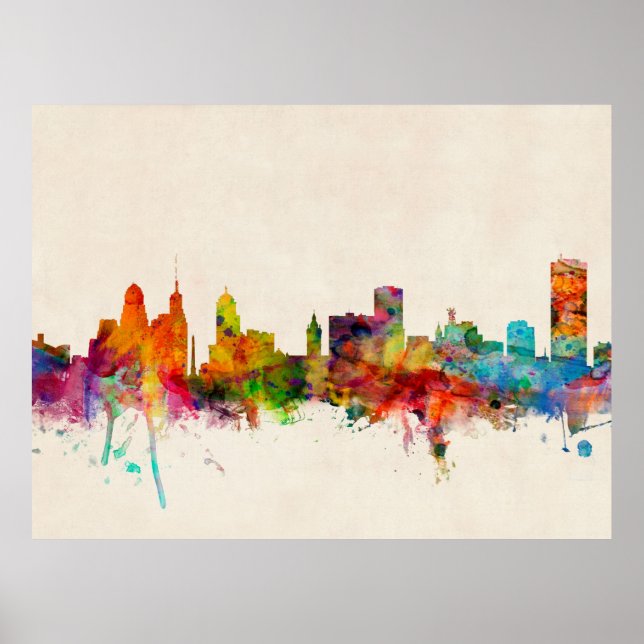 Buffalo New York Skyline Cityscape Poster (Vorne)