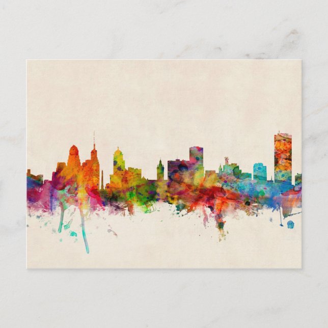Buffalo New York Skyline Cityscape Postkarte (Vorderseite)