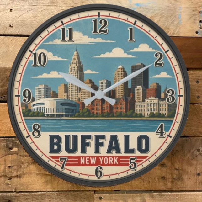 Buffalo New York Skyline Große Wanduhr (Von Creator hochgeladen)