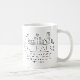 Buffalo, New York Stylized Skyline   Benutzerdefin Kaffeetasse