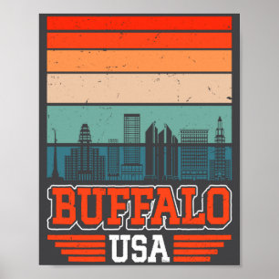 Buffalo New York USA Retro Vintage Sonnenuntergang Poster