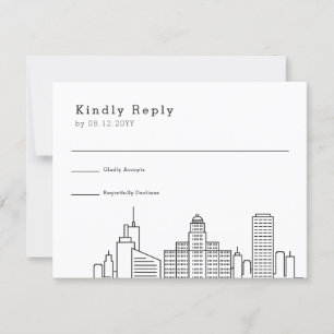 Buffalo, New York Wedding   Stilisierte Skyline-UA RSVP Karte
