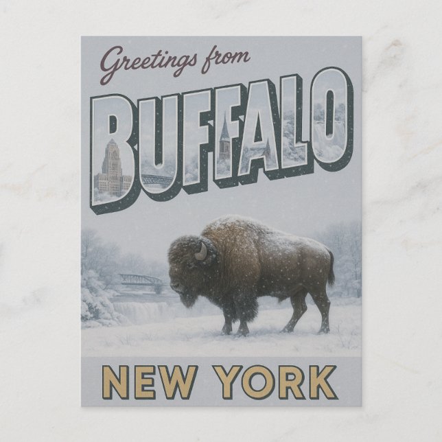 Buffalo New York Winter Postkarte (Vorderseite)