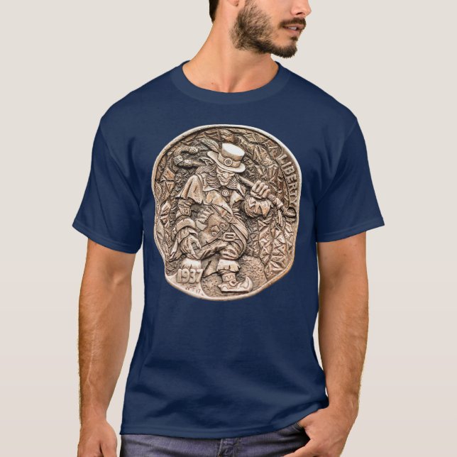 Buffalo Nickel Hobo Leprechaun Münzsammler T-Shirt (Vorderseite)