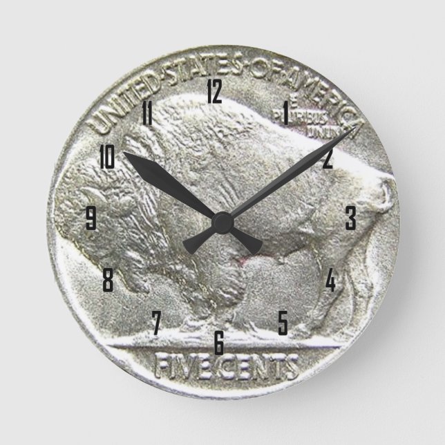 BUFFALO NICKEL RUNDE WANDUHR (Vorderseite)
