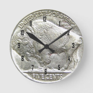 BUFFALO NICKEL RUNDE WANDUHR