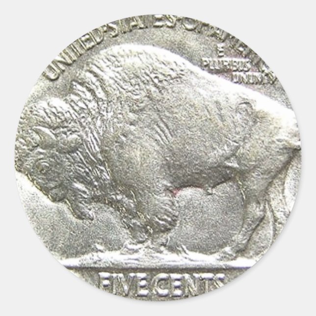 BUFFALO NICKEL RUNDER AUFKLEBER (Vorderseite)