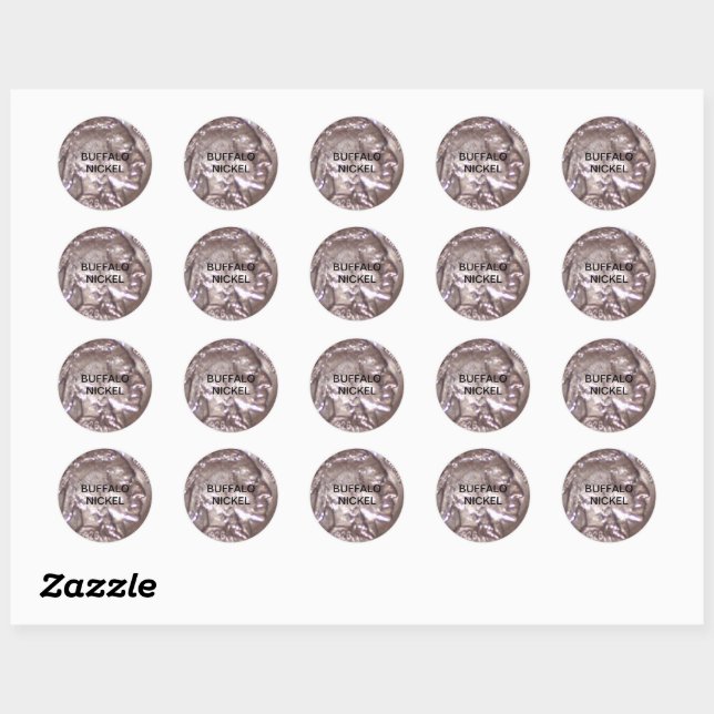 Buffalo Nickel Runder Aufkleber (Blatt)