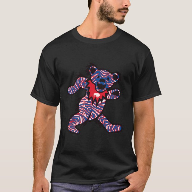 Buffalo Ny Crazy Striped Tancing Football Bären T-Shirt (Vorderseite)