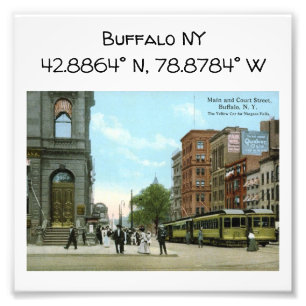 Buffalo NY Map Koordiniert Vintagen Stil Fotodruck
