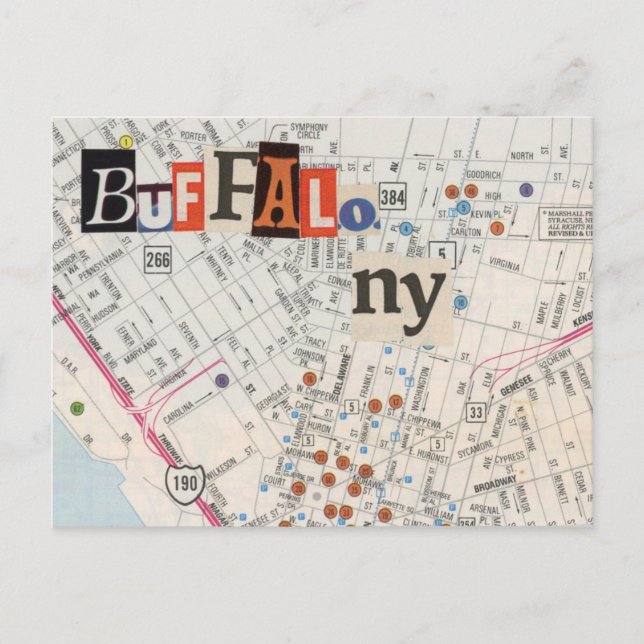 Buffalo NY Maps Collage Postcard 35 Postkarte (Vorderseite)