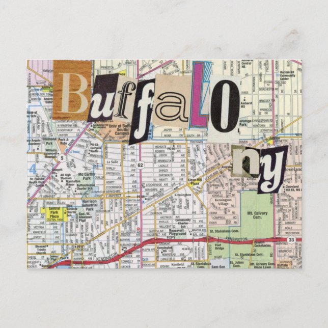 Buffalo NY Maps Collage Postcard Postkarte (Vorderseite)
