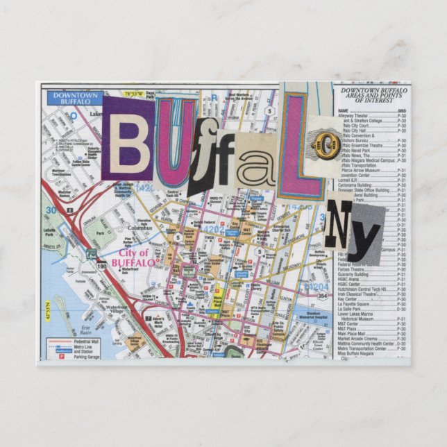 Buffalo NY Maps Collage Postkarte (Vorderseite)