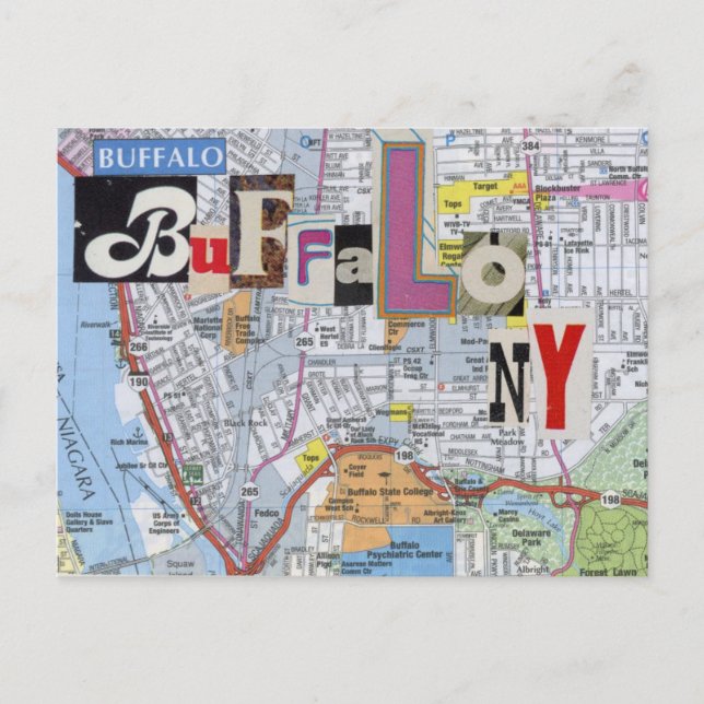 Buffalo NY Maps Collage Postkarte (Vorderseite)