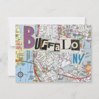 Buffalo NY Maps Collage Postkarte 37