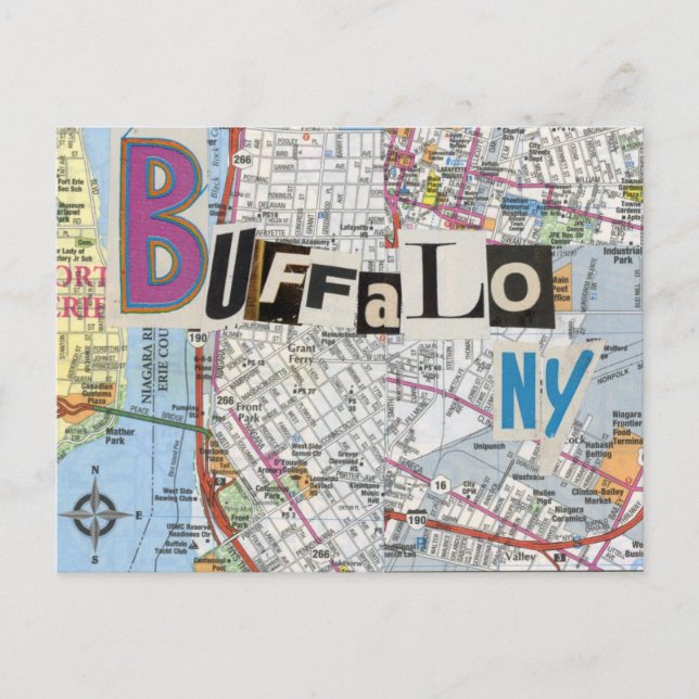 Buffalo NY Maps Collage Postkarte 37 (Vorderseite)