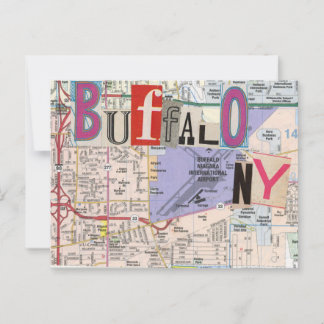 Buffalo NY Maps Collage Postkarte 38