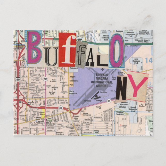 Buffalo NY Maps Collage Postkarte 38 (Vorderseite)