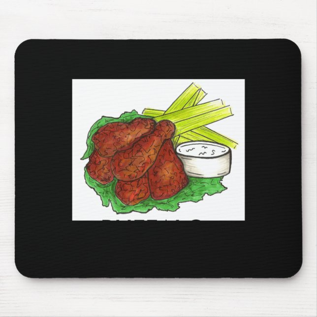 Buffalo Ny New York Hot Bbq Chicken Wings Celery  Mousepad (Vorne)