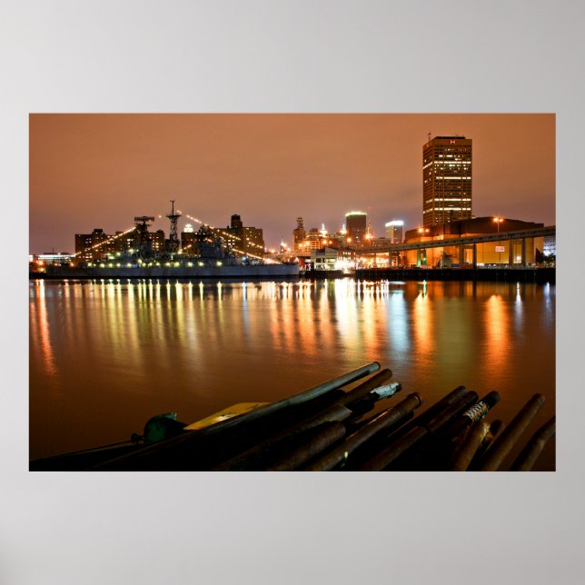 Buffalo, NY @ night Poster (Vorne)