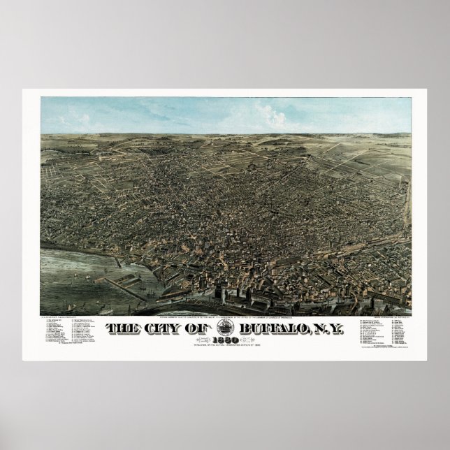 Buffalo, NY Panoramic Map - 1880 Poster (Vorne)