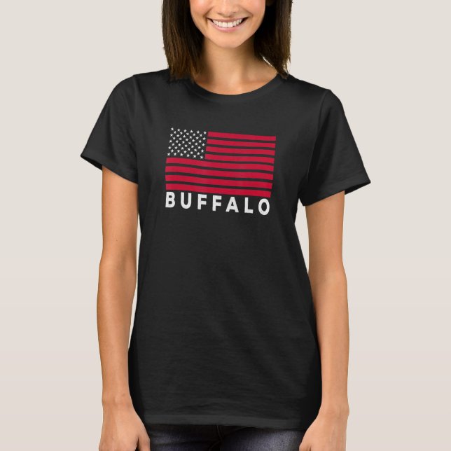 Buffalo NY USA Flag Buffalo Red White & Blue Buffa T-Shirt (Vorderseite)