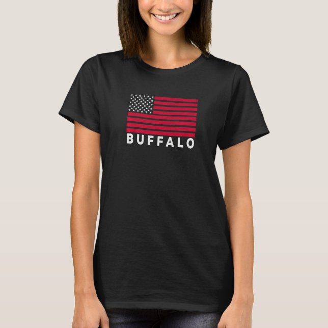 Buffalo NY USA Flag Buffalo Red White & Blue Buffa T-Shirt (Vorderseite)