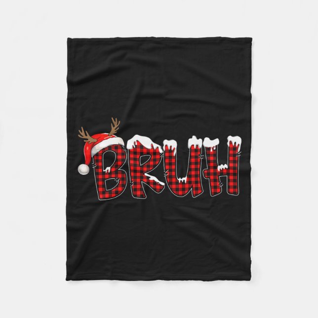 Buffalo Plaid Bruh Santa Hat Christmas Xmas Pajama Fleecedecke (Vorderseite)