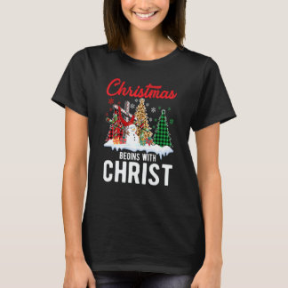 Buffalo Plaid Christian Jesus Christmas Begins Wit T-Shirt