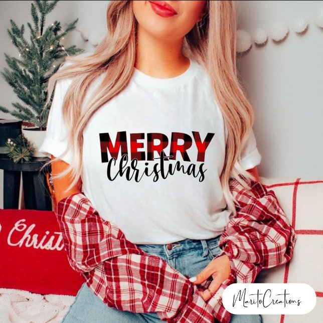 Buffalo Plaid Christmas, Merry Christmas Buffalo. T-Shirt (Von Creator hochgeladen)