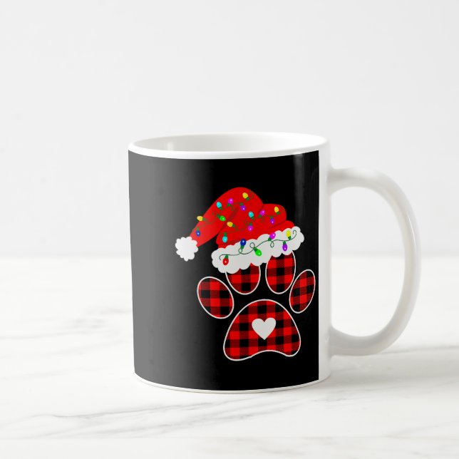 Buffalo Plaid Christmas Paw Dog With Santa Hat &am Kaffeetasse (Rechts)