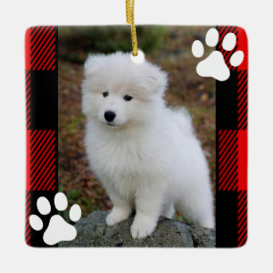 Buffalo Plaid Custom Dog Pet Photo  Keramikornament
