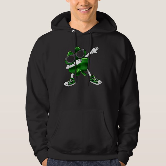 Buffalo Plaid Dabbing Shamrock Irish Ireland St Pa Hoodie (Vorderseite)