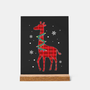 Buffalo Plaid Familien-Passende Giraffe Weihnachte Acrylschild