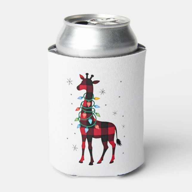 Buffalo Plaid Family Matching Giraffe Christmas Pa Dosenkühler (Kanne Vorderseite)