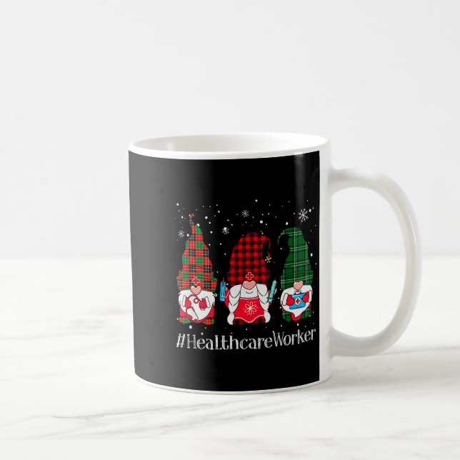 Buffalo Plaid Gnome Healthcare Worker Nurse Christ Kaffeetasse (Rechts)