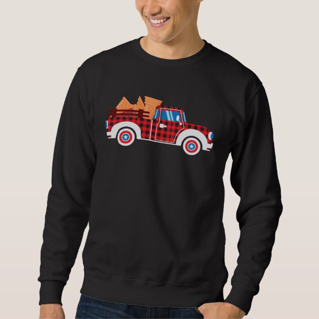 Buffalo Plaid Ice Cream Cone Truck 4th Of July USA Sweatshirt (Vorderseite)
