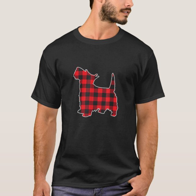 Buffalo Plaid Matching Family Pajamas Scottie Dog  T-Shirt (Vorderseite)