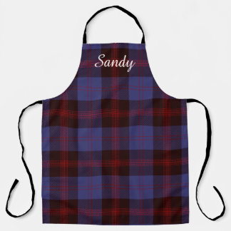 Buffalo plaid navy blue red monogram name schürze