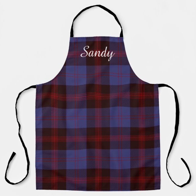 Buffalo plaid navy blue red monogram name schürze (Vorderseite)