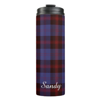 Buffalo plaid navy blue red monogram name thermosbecher