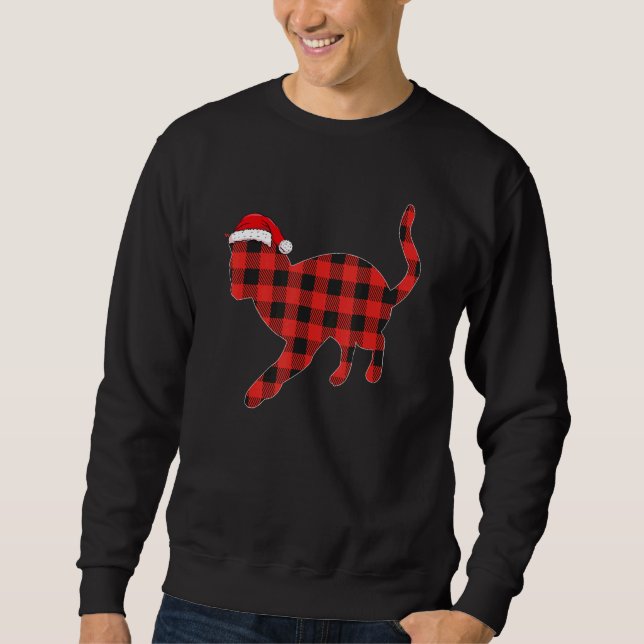 Buffalo Plaid Pajama Xmas Hat Cat Christmas Matchi Sweatshirt (Vorderseite)