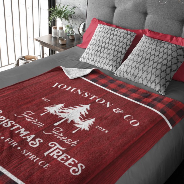 Buffalo Plaid Rustic Christmas Tree Farm  Sherpadecke (Von Creator hochgeladen)